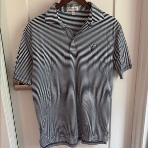 Peter Millar Navy and White Striped Polo